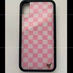 pink & white checkered iphone XR wildflower case